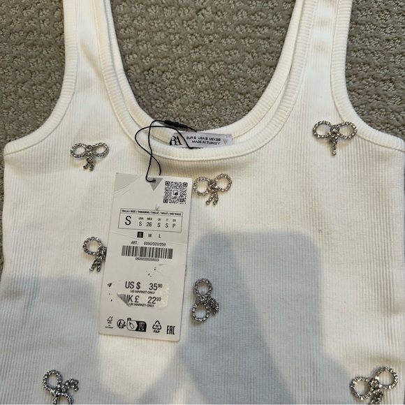 NWT Zara Jewel Ribbed Top - Picture 5 of 7